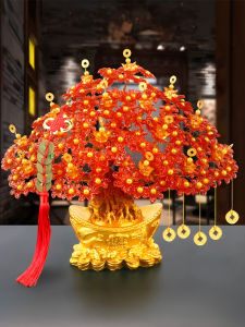Handmade DIY Wealth Tree Home Decoration Gold Coin Ornament Beads Materials Package Dragon Head Base Simulated Home Decor