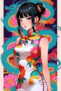 KAYOU | DIY Oriental Anime Maiden Dragon Kimono Qipao Floral Pop Art Diamond Painting Mosaic Handmade Art Home Decor