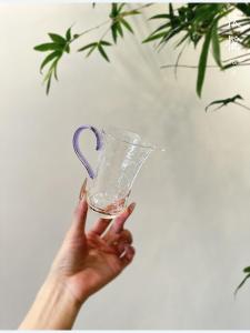 ถ้วยแบ่งชาแก้วหนาแบบมีหูหยิบ ลายมีด ทนความร้อน ขนาดเล็ก สำหรับใช้ในบ้าน ชุดเครื่องดื่มชา ชิ้นส่วน