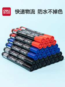 Deli Large Capacity Oil-Based Quick-Drying Marker Pen Black Waterproof Non-Fading Thick Head Line Drawing Artistic Coding Student Use