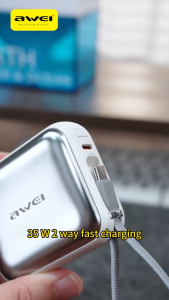 【3C Certified CCC】Awei PA-15 10000mAh CCC Powerbank 35W Fast Charging Powerbank  PA-16 20000mAh Powerbank
