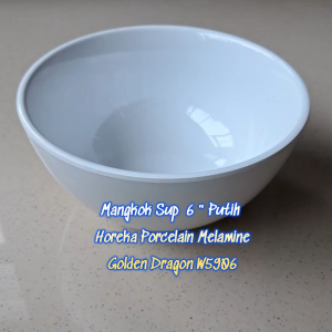 Mangkok Sup 6" Horeka Porcelain Melamine - Golden Dragon W5906 - Tampilan Kilauan seperti Porselen, Tidak Rawan Pecah - SNI & Halal MUI (Produksi Indonesia)