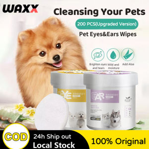 【New Upgraded】200 Pcs/Box Pet Eye and Ear Wet Wipes Cat Dog Tear Stain Remover Pet Eye Wet Wipes Pet Ear Wet Wipes Pet Cleaning Paper Tissue Aloe Wipes