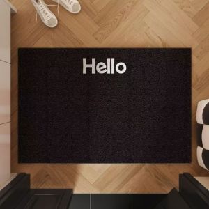 VIKAMA Minimalist “Hello” Doormat Soft Warm and Non-Slip Entrance Mat for Hallways Bedroom Entrances and Bedside Rugs—Home Decor