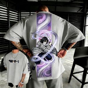Bandai | Oversized  Pure Cotton T-shirt Demon Slayer Iguro Obanai 2026 Summer New Product Anime Printed Casual Short Sleeved Top