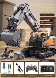 Đồ Chơi Máy Xúc Mini Điều Khiển Từ Xa Đa Chức Năng 3 Trong 1 2.4Ghz Dành Cho Trẻ Em Mô Hình Khói Giả Bằng Hợp Kim Điện Tỷ Lệ 1:14 Quà Tặng