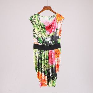 High-End Brand Discount Summer Dress Elastic Print Sleeveless Dress Special Offer Brand Discount Womens Fashion Casual Dress