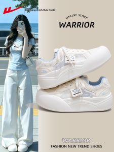 Warrior | Breathable White Womens Sneakers Thick Sole