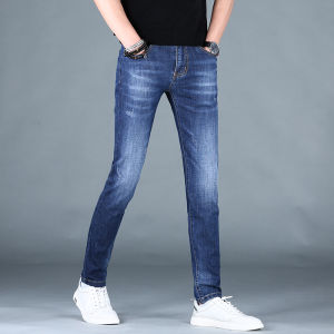 กางเกงยีนส์ทรงสลิมฟิตสำหรับผู้ชาย ทรงหลวม ทรงขากระบอกเล็ก ทรงขาตรง สีน้ำเงินดอกไม้ ทรงลำลอง ฤดูใบไม้ร่วง 2025 กางเกงยีนส์ผู้ชายระดับไฮเอนด์