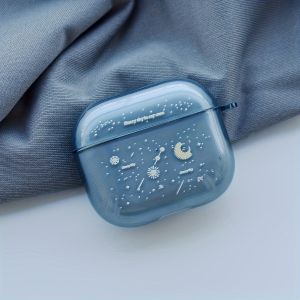 Creative Blue Grey Starry Sky Star Moon Sky Graphic Cute Simple Translucent with Artificial Leather Rope Suitable for Airpods 4/1/2/3/pro/pro2 Headphone Case