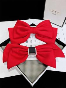 Elegant Red Bowknot Hair Clip Womens High-quality Satin Back-of-the-head Clip Princess Hairpin New Year Fashion Accessories