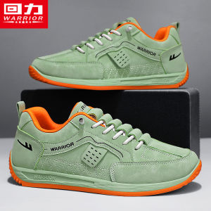 Warrior | Men Summer Retro Green Leather Casual Athletic Easy Slip-on Canvas Shoes