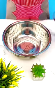 BASKOM PARUTAN SET 3 IN 1 STAINLESS PARUTAN SERBAGUNA PENGIRIS SAYURAN BUAH BASKOM SARINGAN UKURAN BESAR