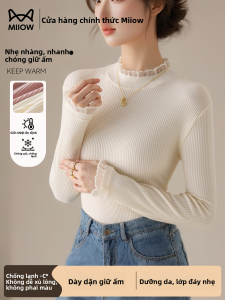 MiiOW | Half-high Collar Lace Wool Sweater Base Layer