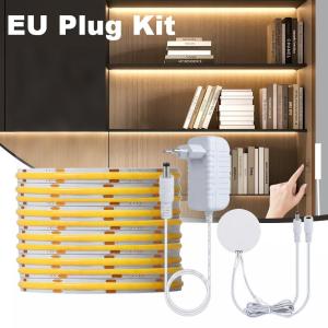DC12V 24V 8mm Ultra Thin COB LED Strip Light Dimmable Touch Switch Motion Sensor with EU/US Power Plug Kit for DIY Bedroom Decor