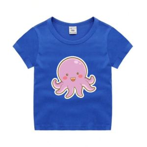 Kaos anak uniseks laki laki perempuan baju tshirt anak usia 2-12th cowok cewek atasan lengan pendek gambar gurita ungu