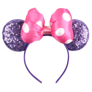 Disney Hot Sales Disney Mickey Ears Headband For Girl Women 5Polka Big Bow Hairband Festival Party Travel DIY Hair Accessories