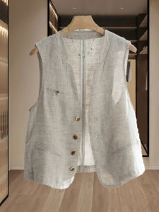 Shalldoer | V-Neck Lightweight Fashionable Linen Vest