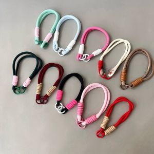 Handcrafted Dual Ear Keychain Phone Case Holder Short Braid Beverage Carrier Wrist Strap Mobile Phone Chain Accessory