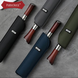 Lordwey & Parachase Windproof dù lớn Người Đàn Ông 8 Xương Sườn ô hoàn toàn tự động Mưa Nặng Ngoài Trời Bằng Gỗ Dù xếp dù nhỏ gọn