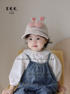 Baby Girl Hat Autumn and Winter Corduroy Peaked Cap Big Brim Cute Girl Rabbit Ears Sun Protection Hat Spring & Fall Sunshade