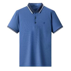 ROMON | Áo thun polo tay ngắn bằng lụa băng mùa hè thường ngày cho nam trẻ tuổi có cổ bẻ thương hiệu Romon thời trang thành phố