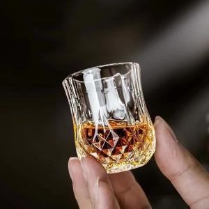 50ml Whiskey Glass Cup Scotch Whisky Bourbon Cocktails Vintage Diamond Pattern Cup Bar Party RUM Small Capacity Whiskey Glasses