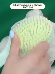 TJS Sikat Punggung Shower Puff 2in1 Alat Bantu Pembersih Penggosok Badan 2 Sisi Serbaguna Sponge Spon Busa Sabun PR114