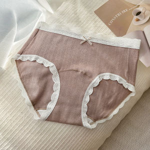 Pure Cotton Antibacterial Womens Underwear Triangle Shorts Lace Trim mid Waist Briefs Youth Female Innerwear Sweet Style