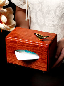 Redwood Tissue Box Luxury Multi-Functional Drawstring Box for Living Room Desktop Chinese Style Solid Wood Burmese Rosewood