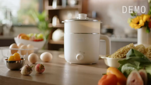 Joyurney Portable Electric Cooker Pot Multi Travel Jug Foldable 1.2L Pot Mini Steamboat Ceramic Coated