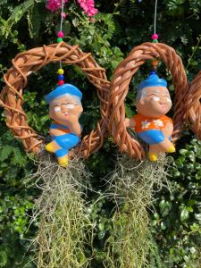 ตุ๊กตาเซรามิก ใส่ต้นไม้หนวดฤาษี แต่งบ้าน ตา/ยาย เด็กชาย/เด็กหญิง ไม่มีหนวดฤาษี