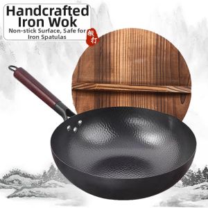 Traditional Hand-forged No-coating Iron Wok
