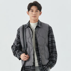 Mens Quilted Fleece Lined Thermal Vest down Cotton Jacket Inner Layer Base Shirt Autumn Winter Youth Middle Age Warm Top