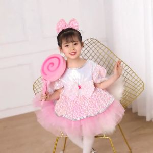 ชุดเจ้าหญิงของเด็ก ชุดเดรสเด็กผู้หญิง ดีไซน์หัวใจเกาหลี สาวผ้าฝ้ายแขนสั้นโลลิต้าลูกไม้ชุดเจ้าหญิง 2397