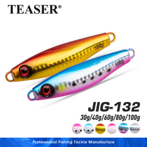 TEASER J132 30g 40g 60g 80g 100g Shore Casting Metal Jig Lure Saltwater Fishing Jigging Lures Glow UV Hard Sinking Jigs Bait