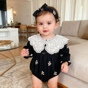 Autumn 0-24M Baby Girl New Clothing Newborn Baby Girls Cotton Embroidery Bodysuits Twins Long Sleeved Infant Baby Girls Jumpsuit