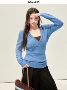 JULULOOK | Bộ Đồ Knit V-neck Cinching Eo Phù Hợp Với Người Mập Kích Cỡ Lớn