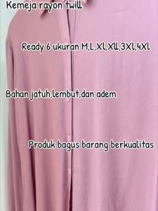 Kemeja Rayon Twill Polos Wanita Korean Style Kekinian - Size M L XL XXL 3XL 4XL By Zubi Fashion