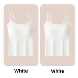 MiiOW | Ice Silk Strap Vest Womens Inner Wear With Chest Pad New 2025 Cat Person Foundation Liquid Seamless Backless Top Outdoor Wear
