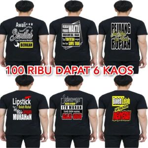 kaos baju viral baju pria wanita tulisan belakang paket isi isi 6 kaos
