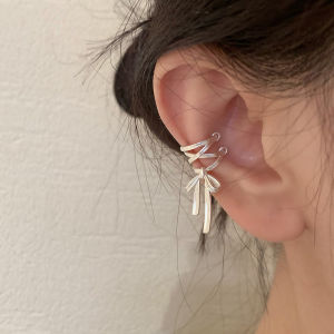 New Y2K Double-Layer Bow Ear Cuff No Piercing Earring Punk Unique Metal Tie Bow Ear Clip for Women Girls Fashion Jewelry Gifts