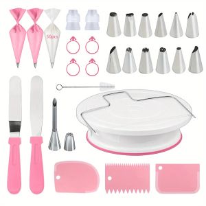 80PCS Cake Decorating Set-Non-Slip Turntable with 14 Piping Tips Scrapers & Tools for Professional DIY Baking Tools Accessories
