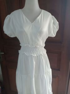 Des dress prisila putih dress casual trendy model kekinian