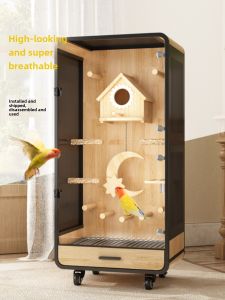 Luxury Wooden Villa Double Layer Ecological Bird Cage for Parrots And Peacocks Large Extra Large Size Indoor Birdcage