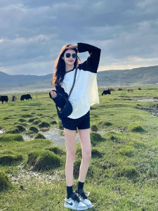 chaqi | American Retro Long Sleeve Womens Base Shirt Loose Outerwear Spring Autumn Trendy Casual Comfortable T-shirt Commute Style