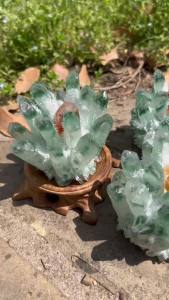 350-450g Rare Beautiful Green Ghost phantom Quartz Crystal Cluster Specimen 1pcs