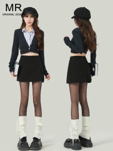 Korean Style High Waist Casual Woolen Mini Skirt Womens Winter 2025 Slimming Short A-Line Skirt Pants Ladies Fashion