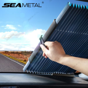 SEAMETAL | SEAMETAL Retractable Windshield Sun Shade UV-Reflective Car Sun Protection Cover Windscreen Privacy Curtains Anti-Glare Sunshade