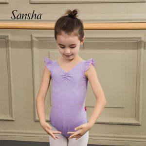 Sansha ชุดเต้นบัลเลต์เด็กแขนพองผูกโบว์ผู้หญิงชุดฟิตเนสชุดเต้นรำชุดเต้นรำบัลเลต์เด็กชุดเต้นรำบัลเลต์เด็ก Sansha